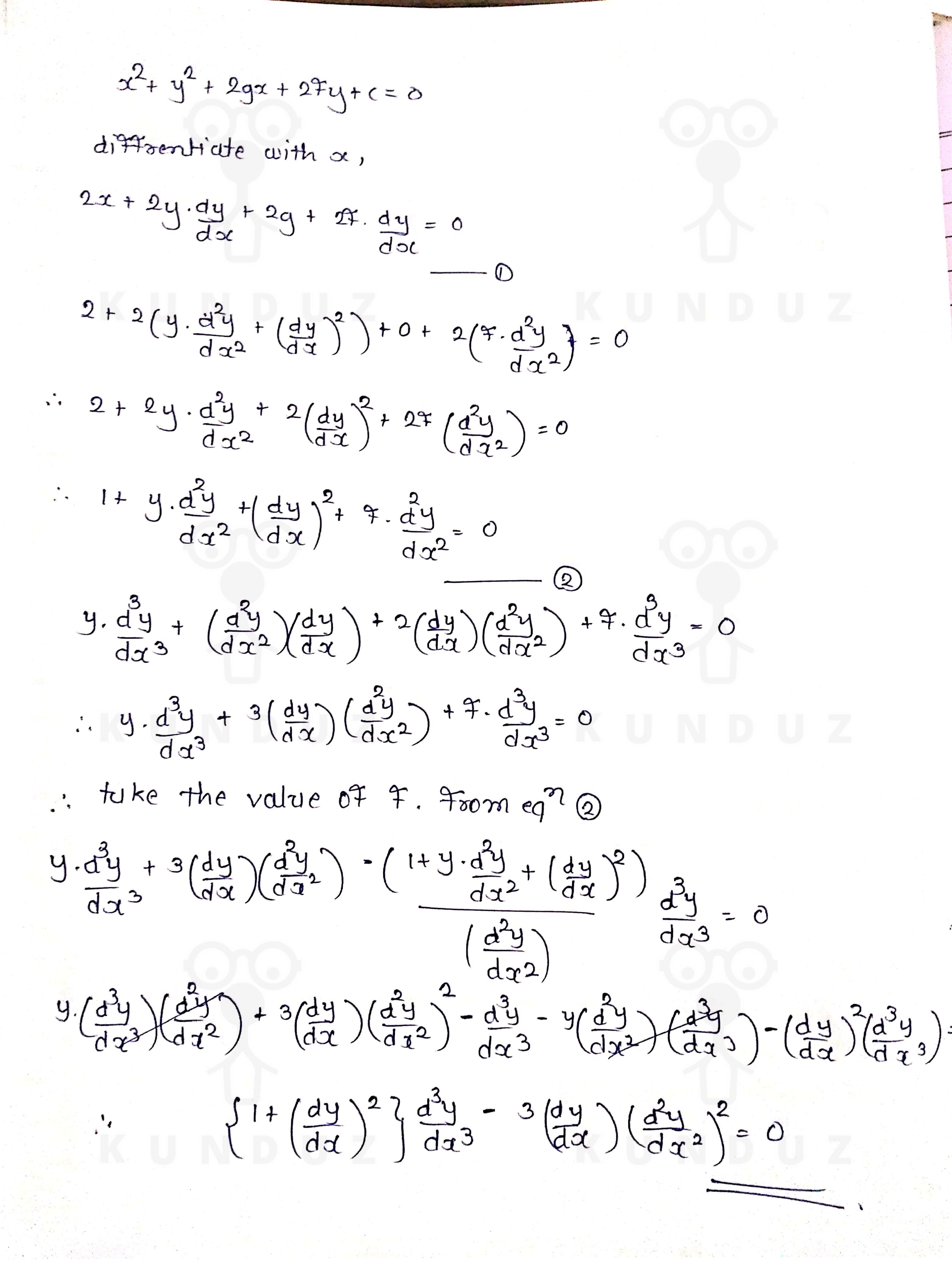 Show That The Differential Equation Of The Family Of Ci Math