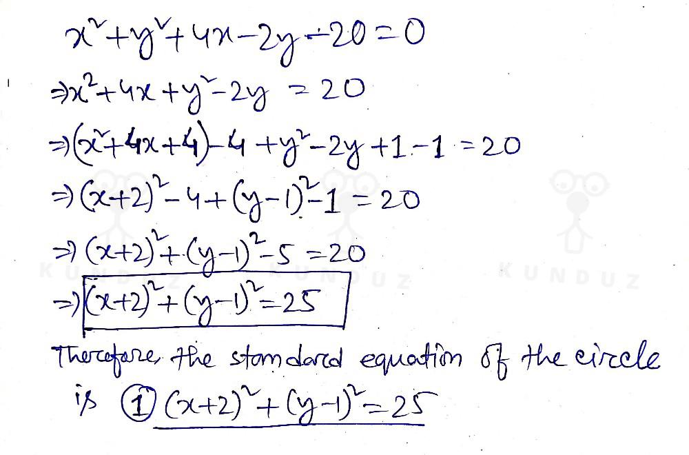 What S The Standard Equation Of The Circle With The Gen Math