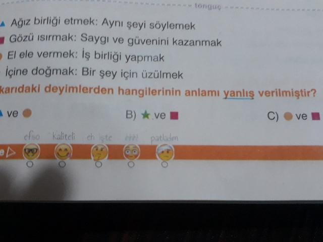 asagidakilerin hangisinde deyimlerle ilgili veri lise turkce