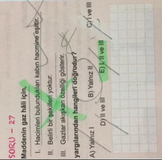 SORU 27 Maddenin gaz hâli için, ze6 I. Hacimleri bul… Fizik