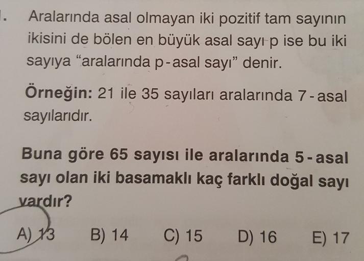 aralarinda asal olmayan iki pozitif tam sayin lise matematik