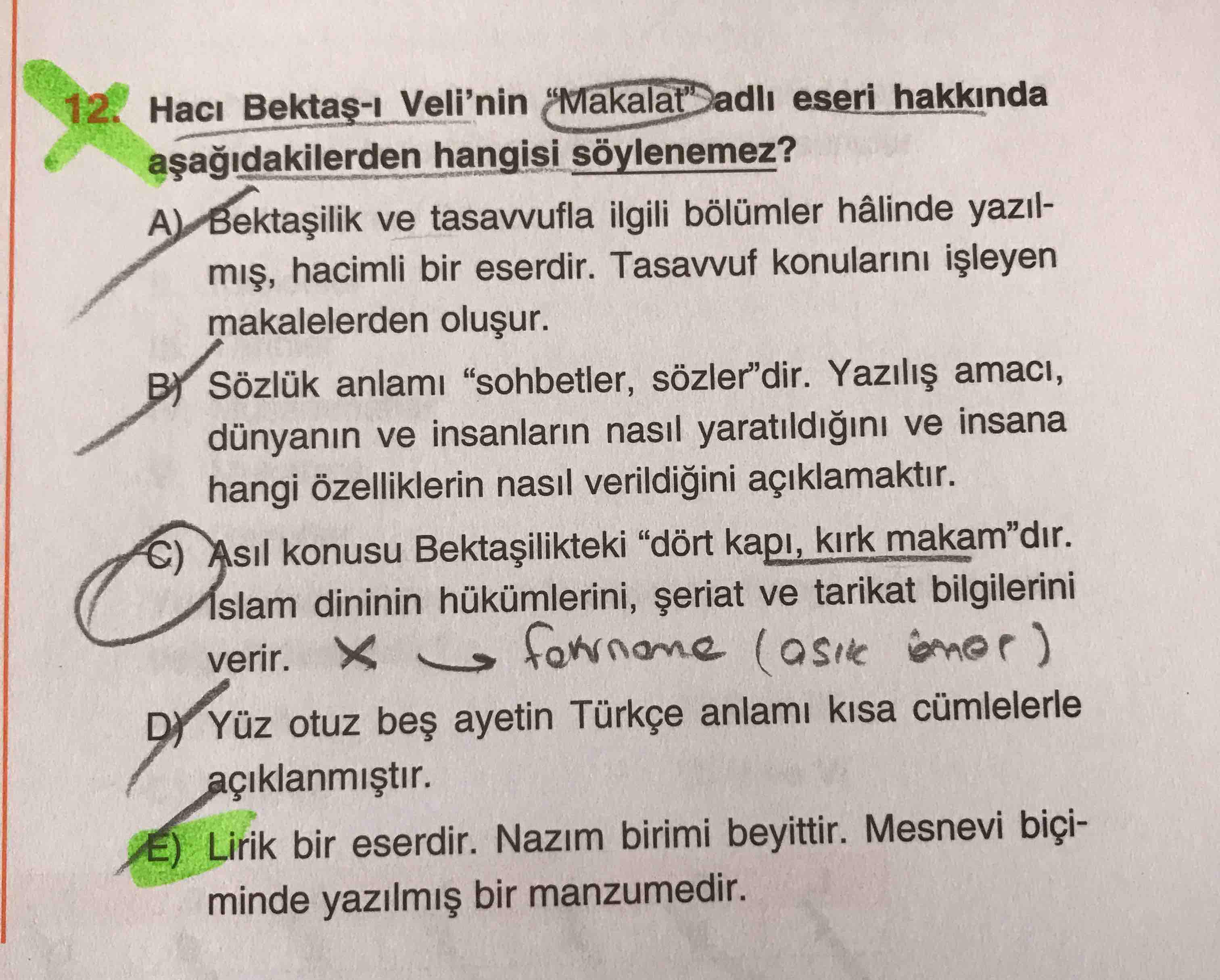 haci bektas i veli nin makalat adli eseri hakk lise turkce