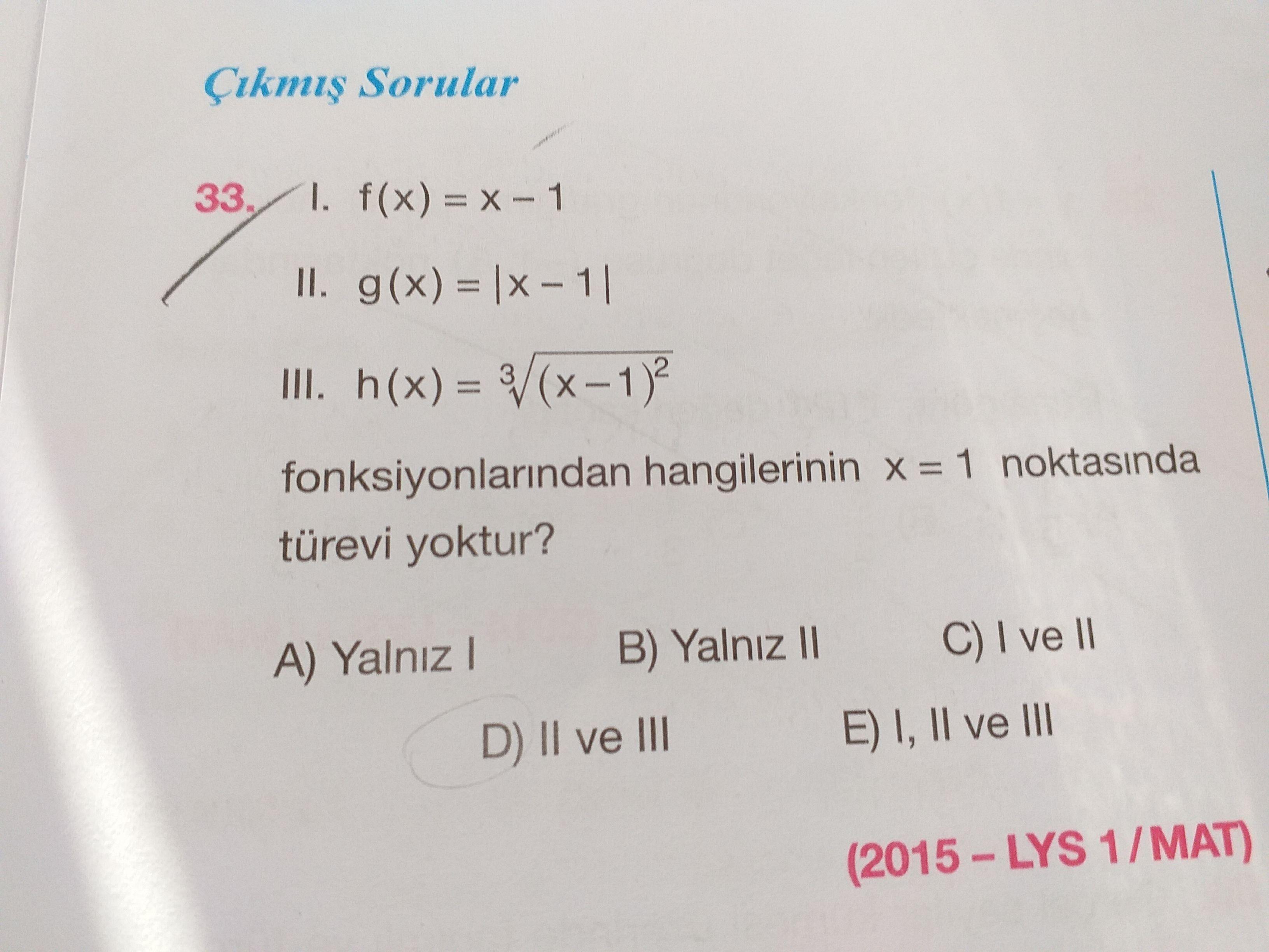 I F X X 1 Ii G X X 1 Iii H X Lise Matematik