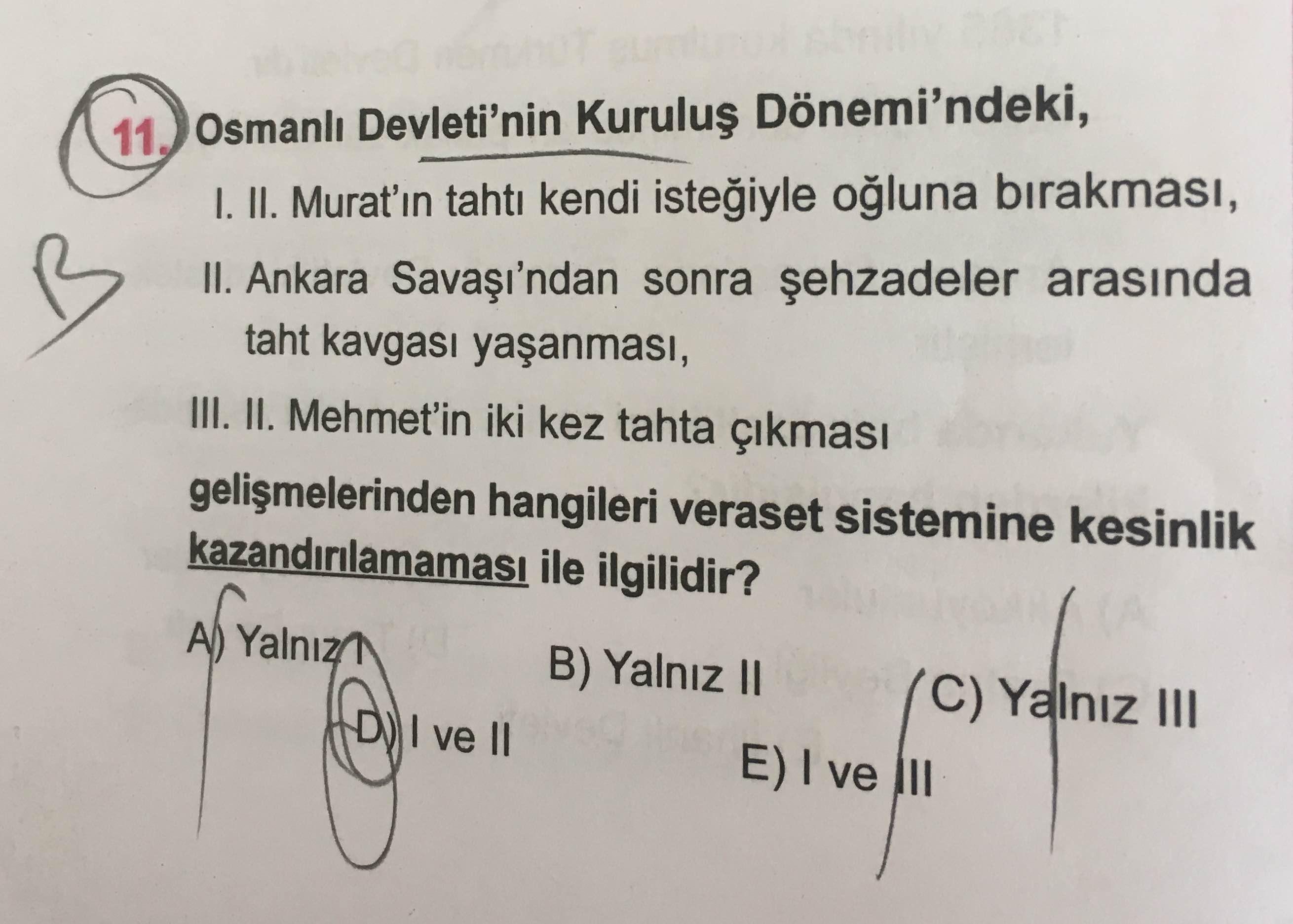 11 osmanli devleti nin kurulus donemi ndeki 1 ii m tarih