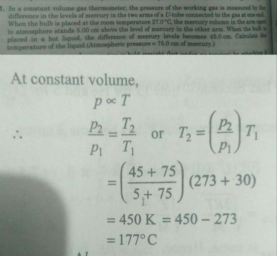 1. In a constant volume gas thermometer, the pressur... Physics