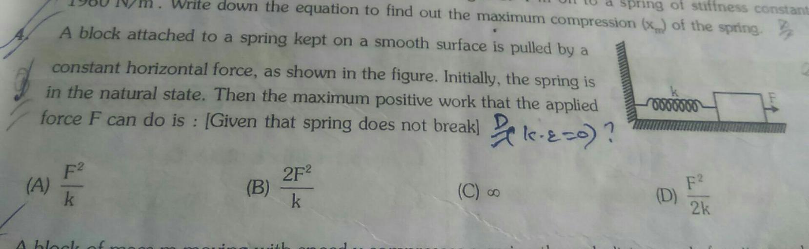a spring of stiffness constant Write down the equati... Physics