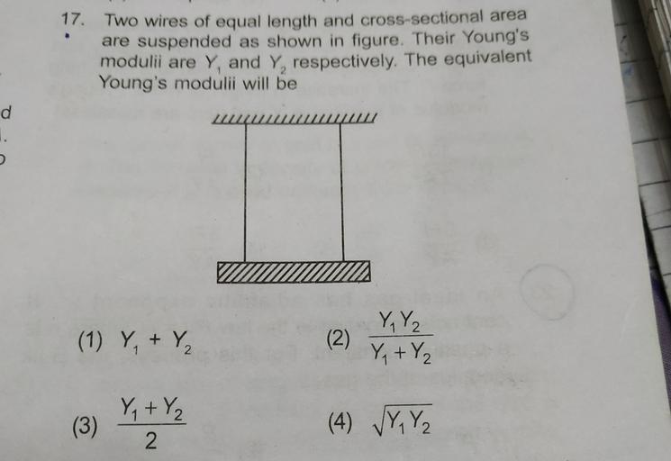 17. Two wires of equal length and crosssectional ar... Physics