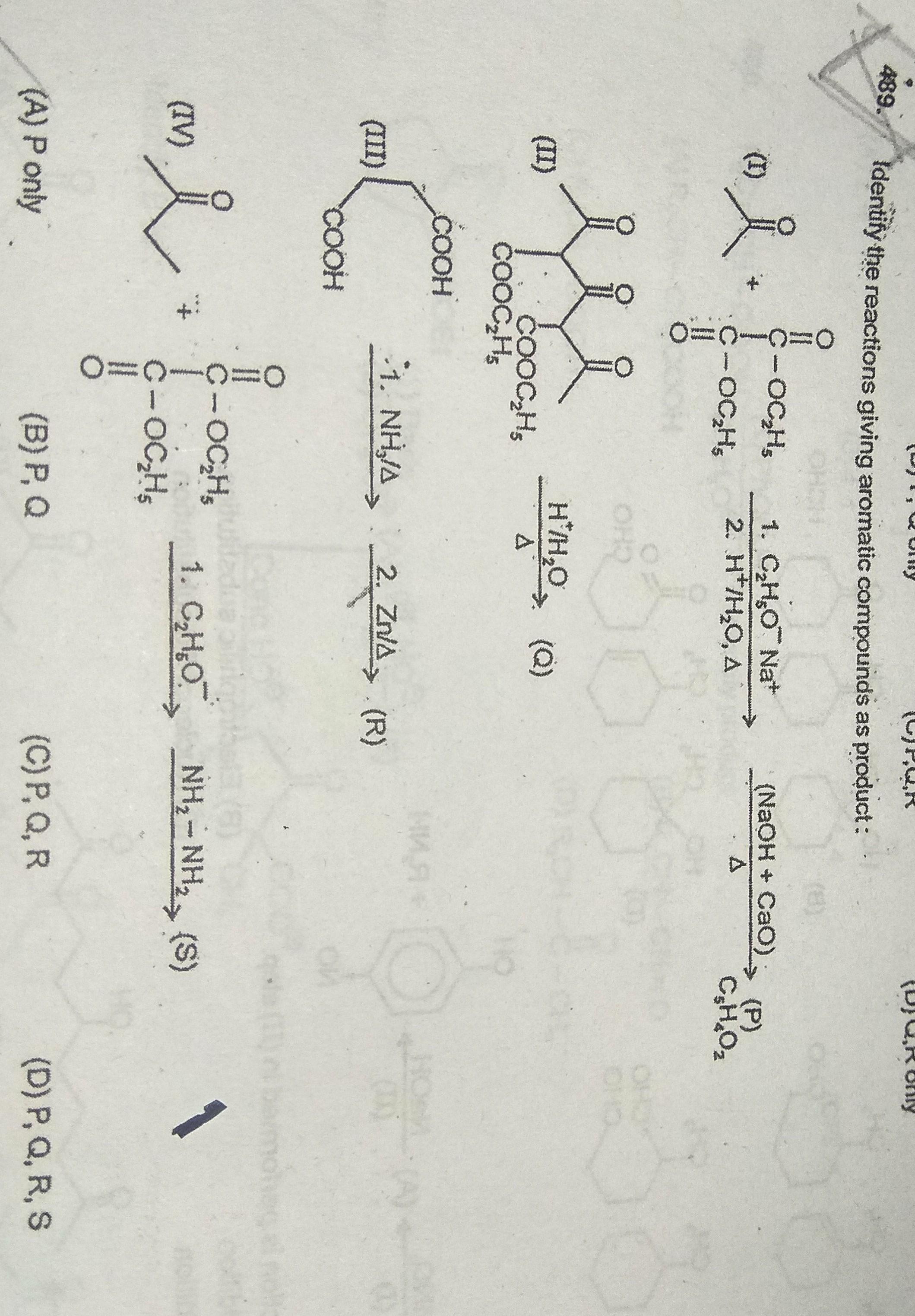 Dr Only 4 Identify The Reactions Giving Organic Chemistry