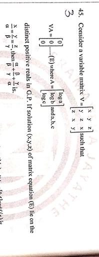 Z 45 Consider A Variable Matrix V Y Z Xsuch That Z X 3 Math