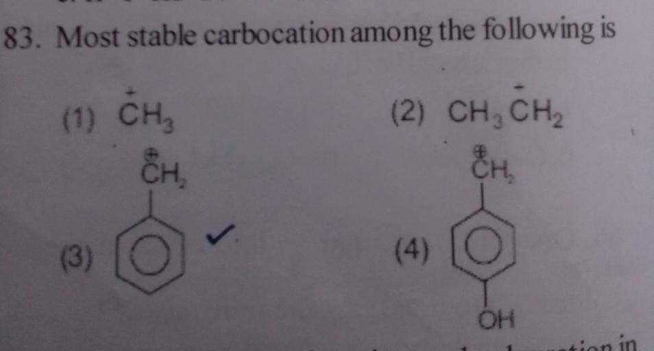 Most Stable Carbocation Among The Followin… - Organic Chemistry Most Stable Carbocation Among The Followin… - Organic Chemistry