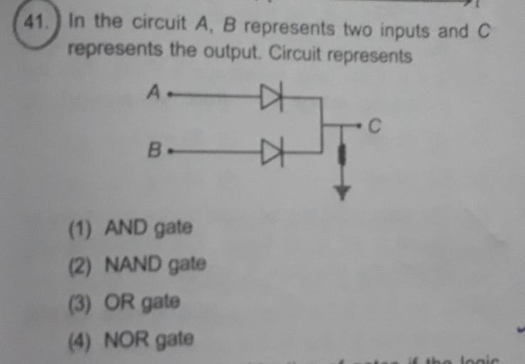 41.) In the circuit A, B represents two inputs and C... - Physics