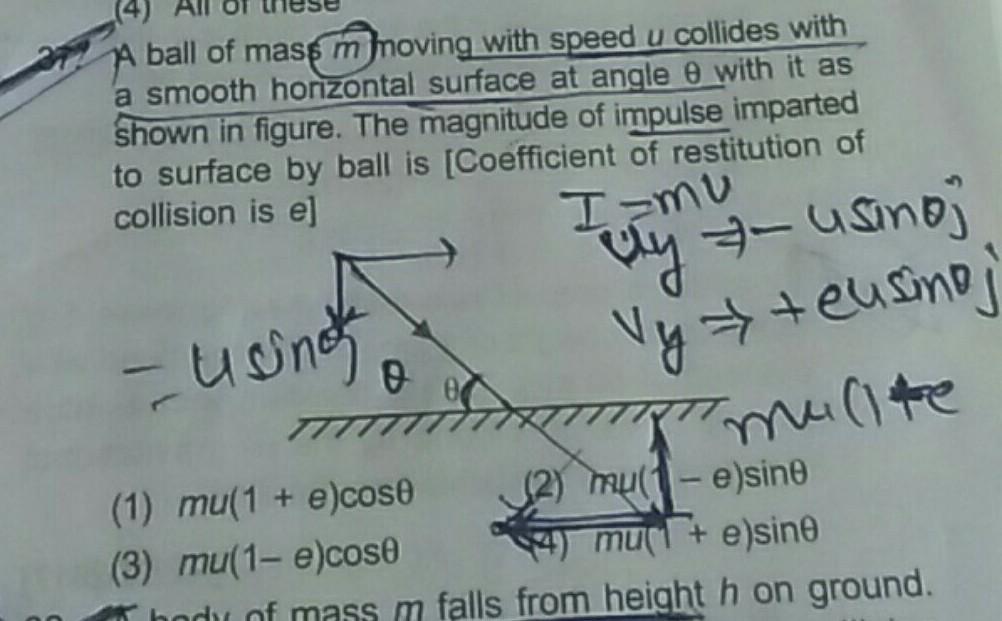 A Ball Of Mass M Moving With Speed U Collides With A Physics