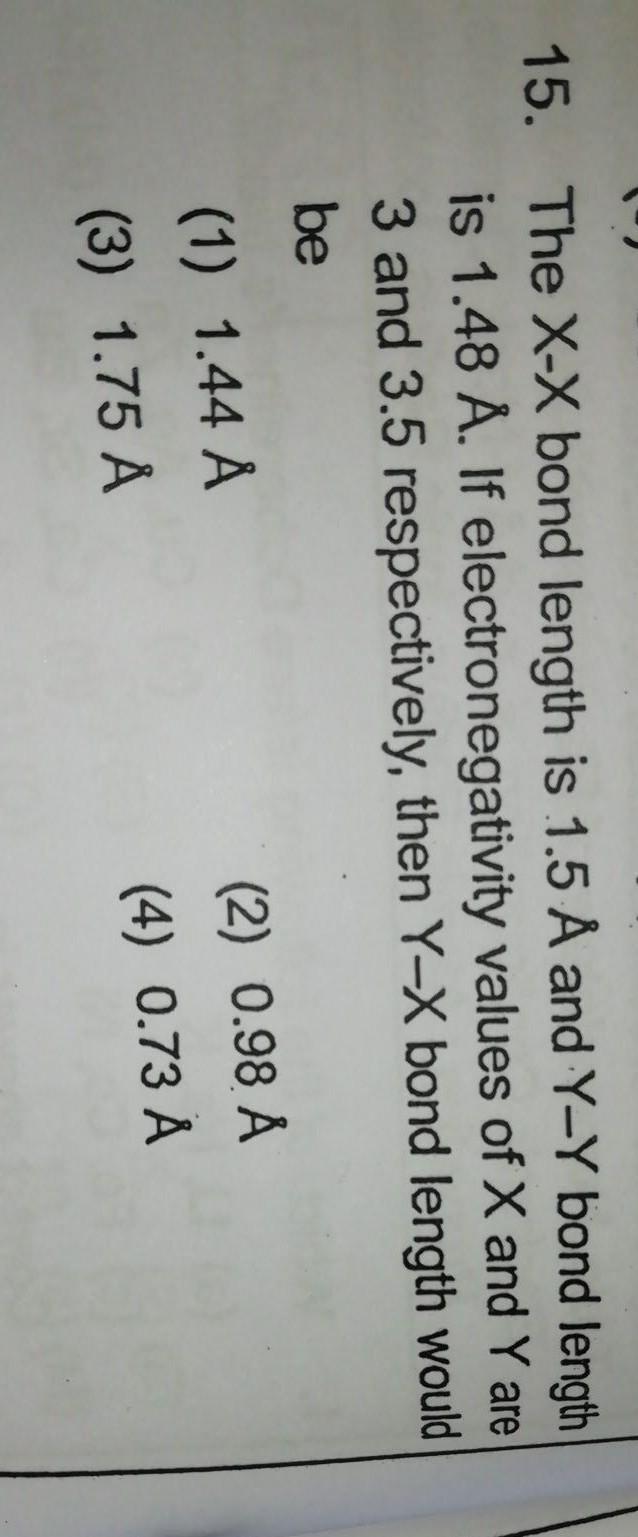 15 The X X Bond Length Is 1 5 A And Y Y Physical Chemistry