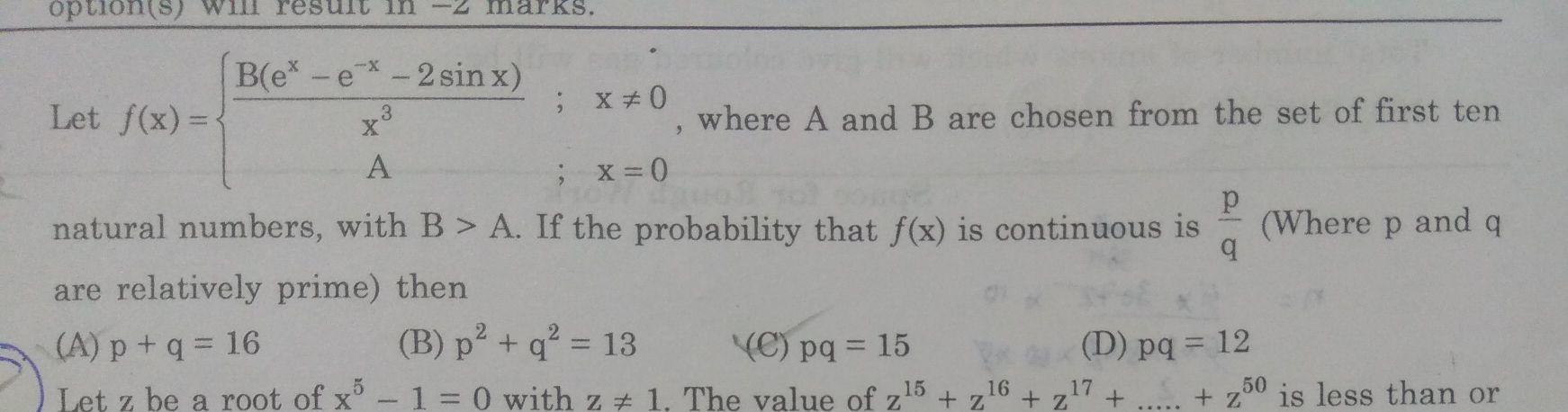 Option S Will Result In Marks 3 X Bet E 2 Sin X Math