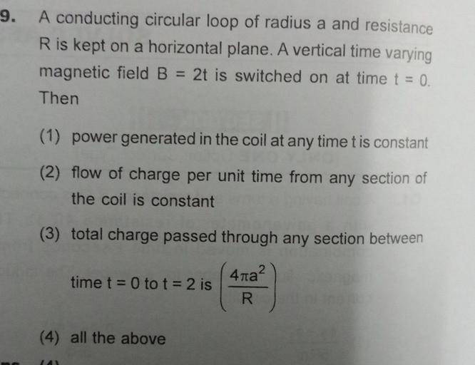 9. A conducting circular loop of radius a and resist... Physics