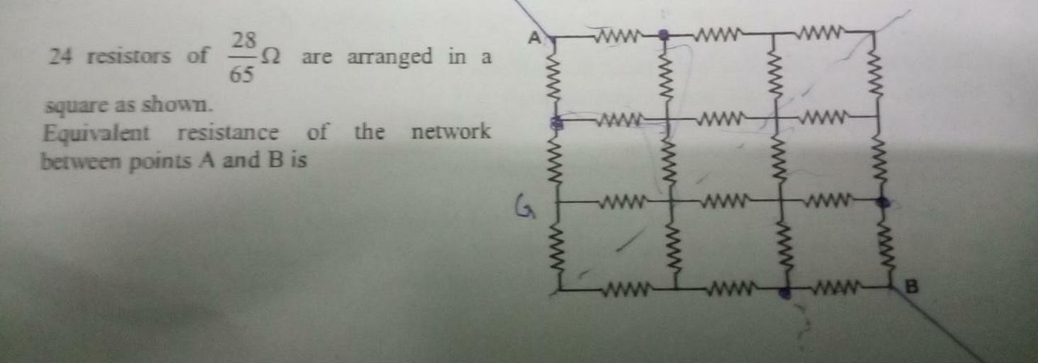 24 resistors of 28/65 ohm are arranged in a square a... Physics