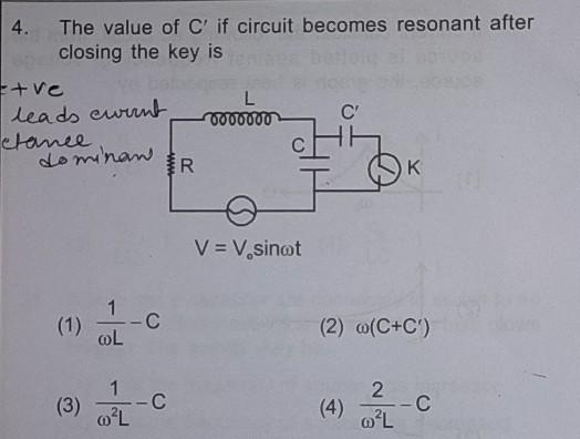4 The Value Of C If Circuit Becomes Resonant After Physics