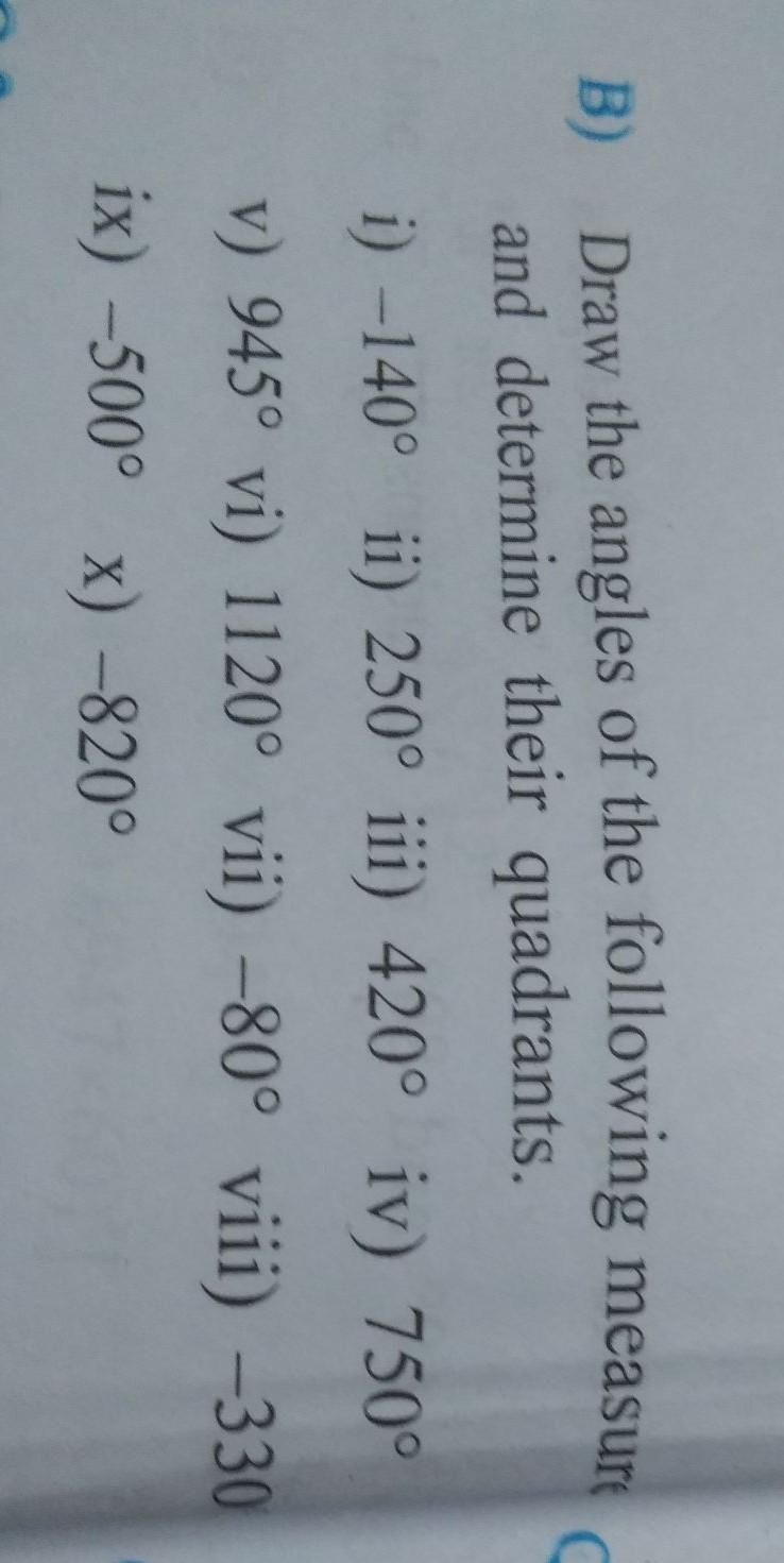 Draw The Angles Of The Following Measure And Determine Math