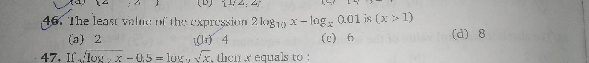 D 11 4 45 46 The Least Value Of The Expression 2 Lo Math