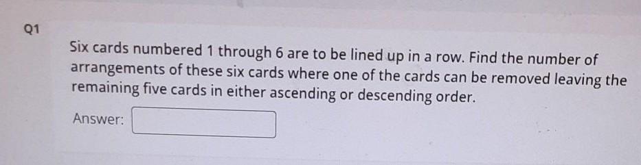 Six Cards Numbered From 1 To 6