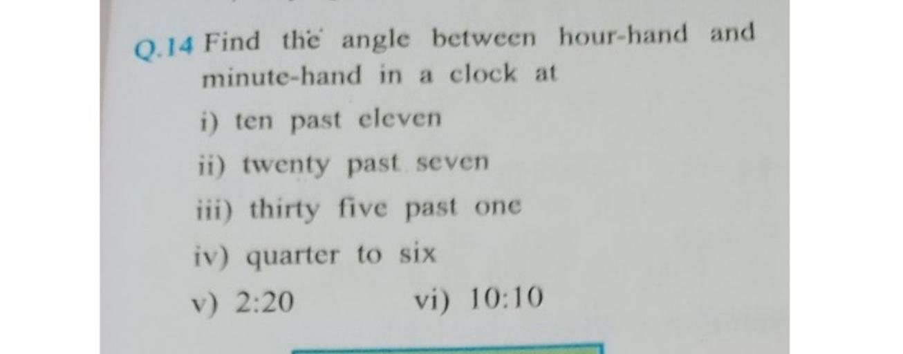 Find the angle between hourhand and minutehand in a c... Math