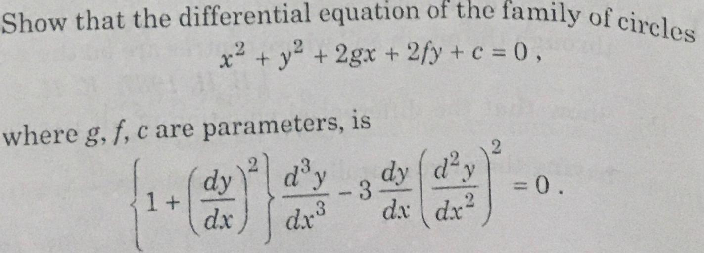 Show That The Differential Equation Of The Family Of Ci Math Show That The Differential Equation Of The Family Of Ci Math