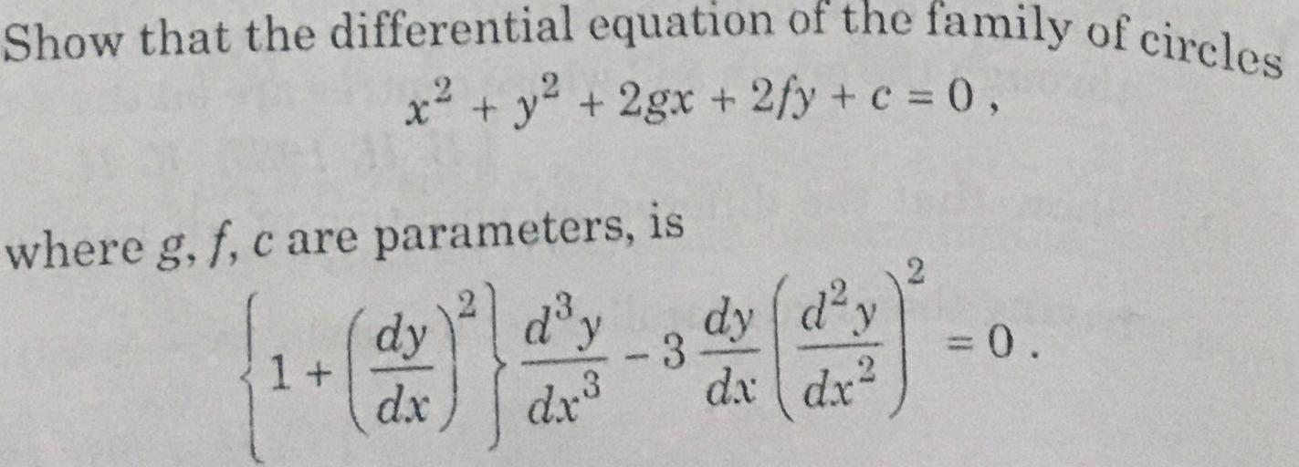 Show That The Differential Equation Of The Family Of Ci Math