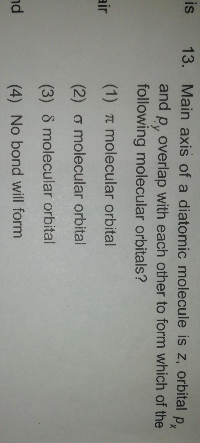 Is 13 Main Axis Of A Diatomic Molecule I Physical Chemistry
