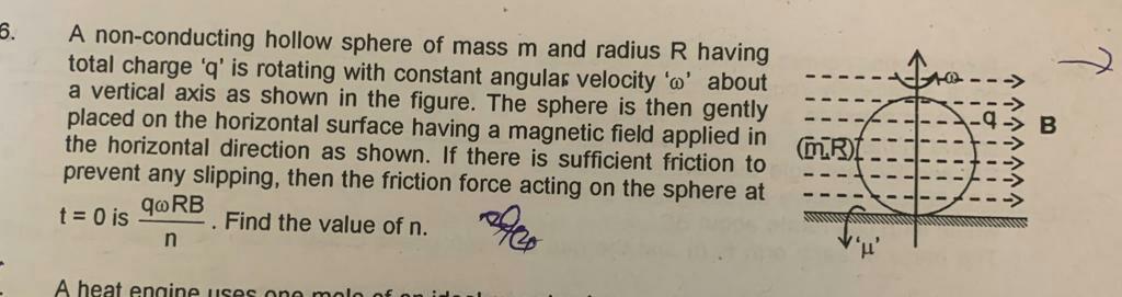 6 I Iii Iii A Non Conducting Hollow Sphere Of Mas Physics
