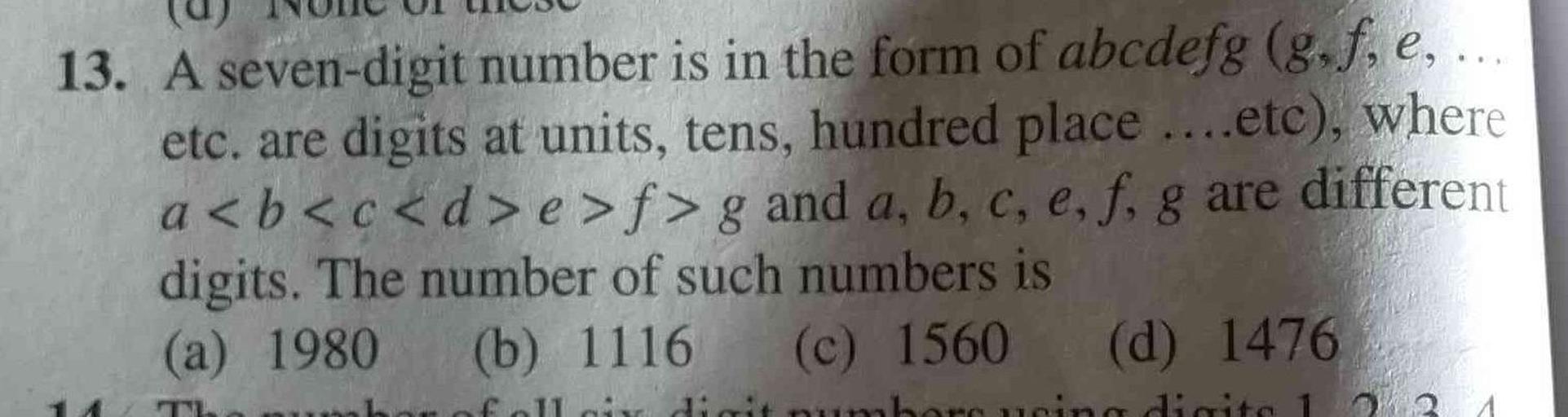13 A Seven Digit Number Is In The Form Of Abcdefg 8 F Math