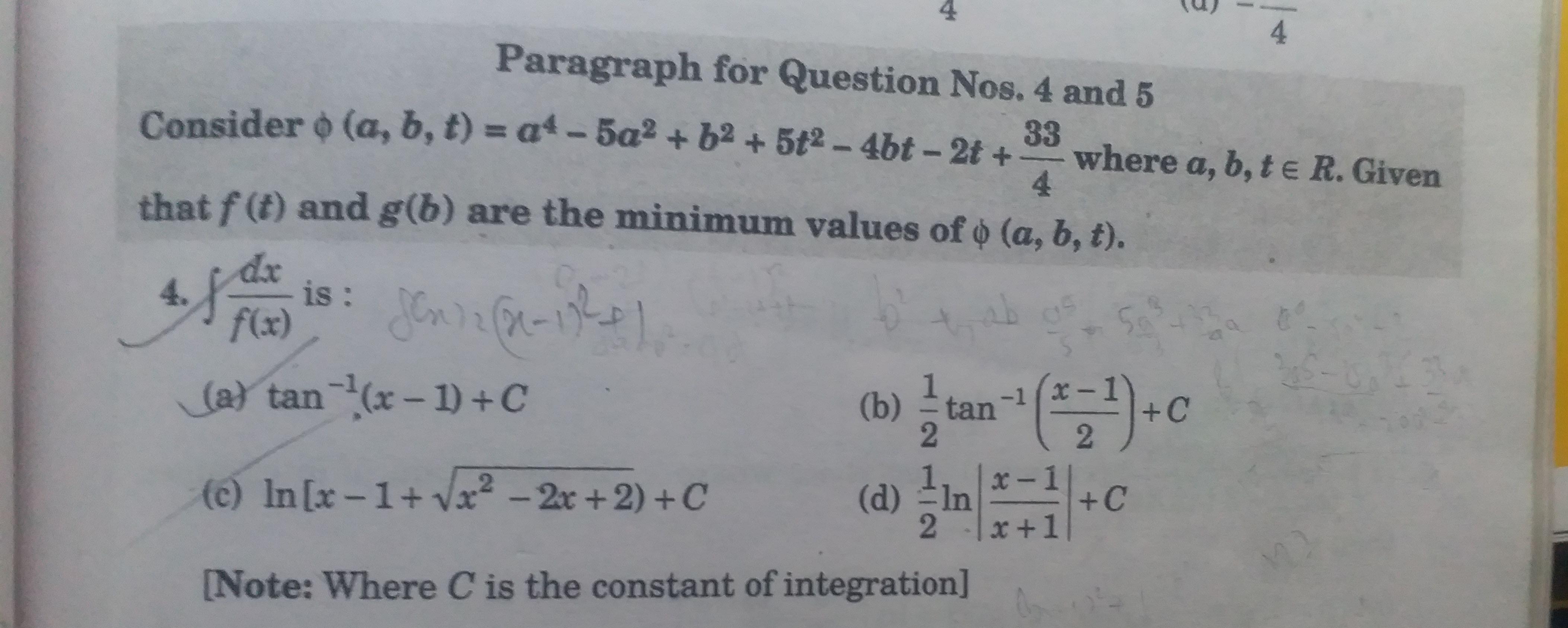 4 Paragraph For Question Nos 4 And 5 Consider A B Math