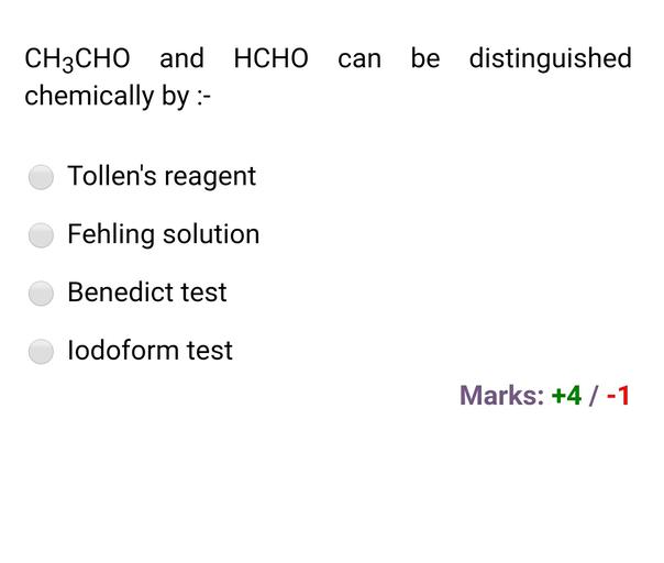can be distinguished CH3CHO and HCHO chemi... - Organic Chemistry