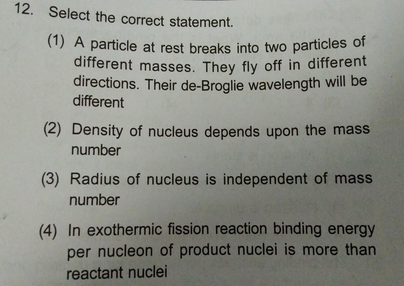 12 Select The Correct Statement 1 A Particle At Physics