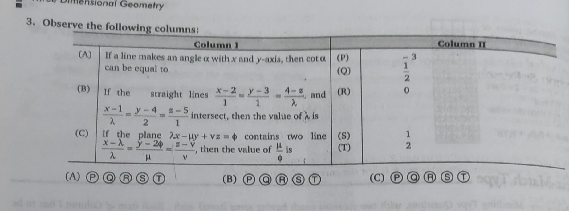 Geometry Column Ti 3 Observe The Following Columns Co Math