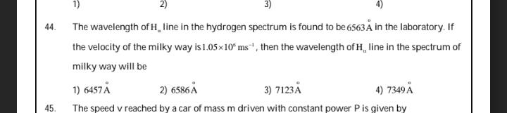 44 1 2 3 4 The Wavelength Of H Line In The Hydrog Math