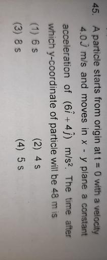 45 A Particle Starts From Origin At T 0 With A Ve Physics