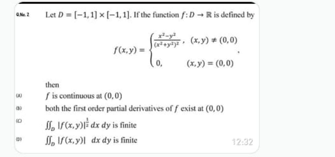 Q No 2 Let D 1 1 1 1 If The Function F D R I Math