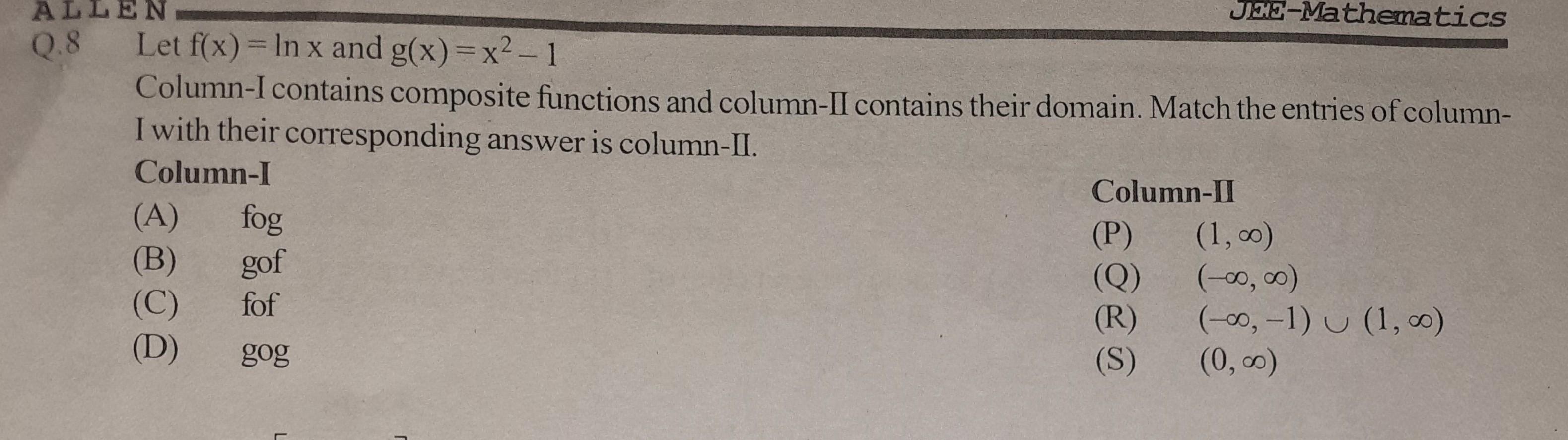 Alle Jne Mathematics Q 8 Let F X Ln X And G X X2 1 Math Alle Jne Mathematics Q 8 Let F X Ln X And G X X2 1 Math