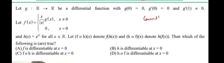 Let G R R Be A Differential Function With G 0 0 G Math