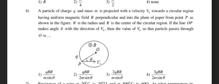 6 1 R 3 2 4 None A Particle Of Charge Q And Mass M Math