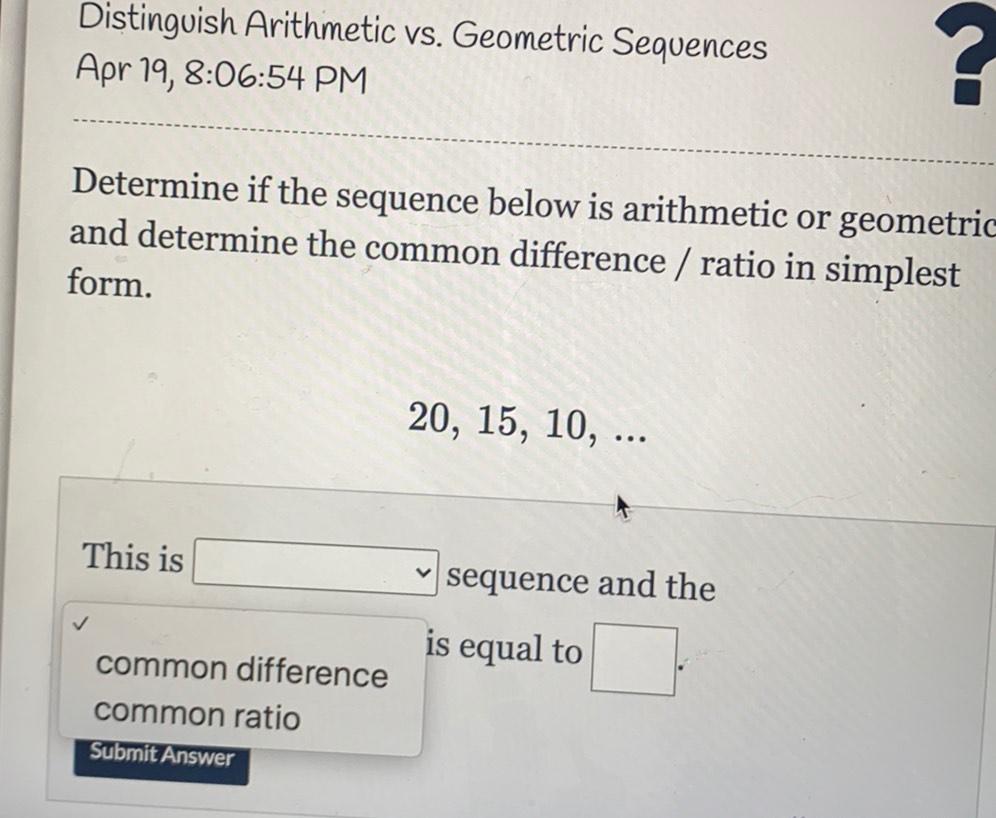 Distinguish Arithmetic Vs Geometric Sequences Apr 19 Math Distinguish arithmetic vs geometric sequences apr 19 math