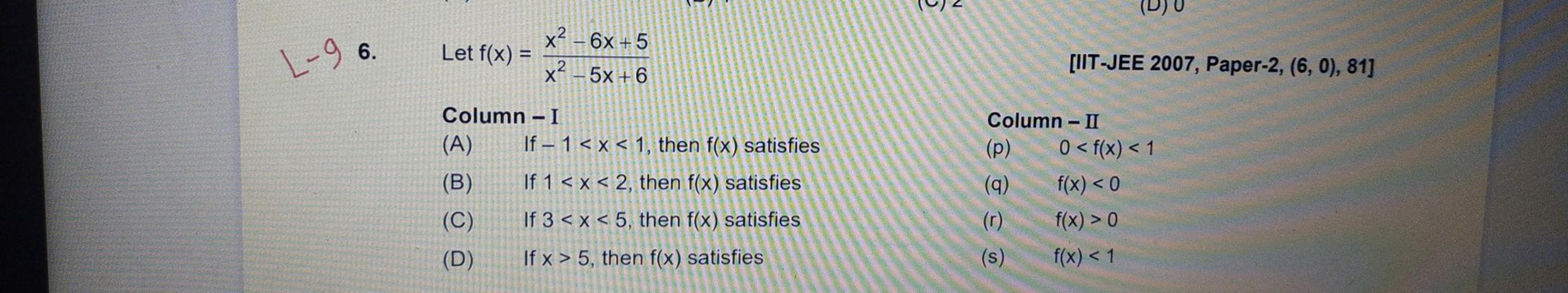 D L L 96 Let F X X2 6x 5 X 5x 6 Iit Jee 2 Math