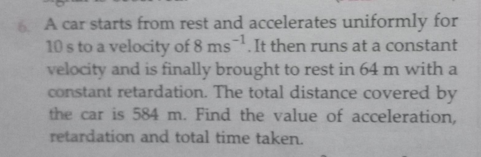 If A Car At Rest Accelerates Uniformly -1 6. A car starts from rest and accelerates uniform... - Physics