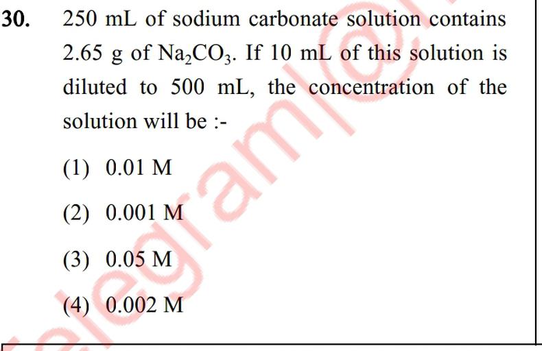 30. 250 mL of sodium carbonate solution c... Physical Chemistry