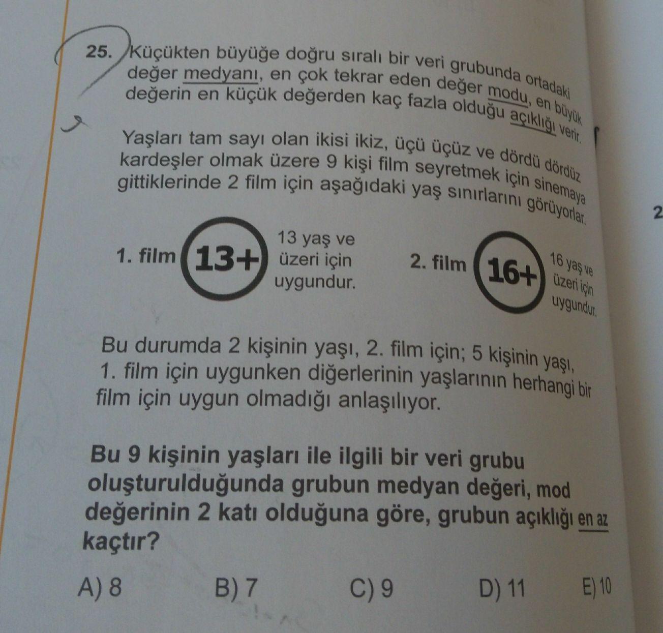 25 Kucukten Buyuge Dogru Sirali Bir Veri Gru Lise Matematik