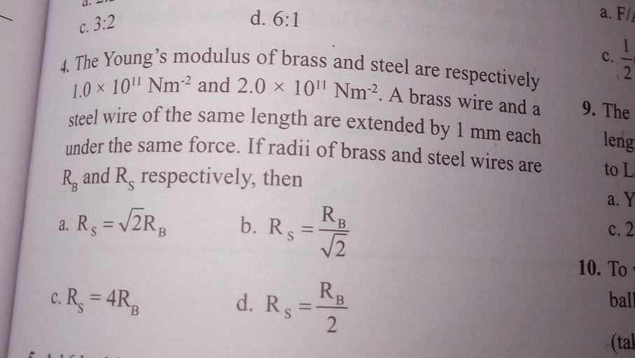 The Young's modulus of brass and steel are respectively... Math