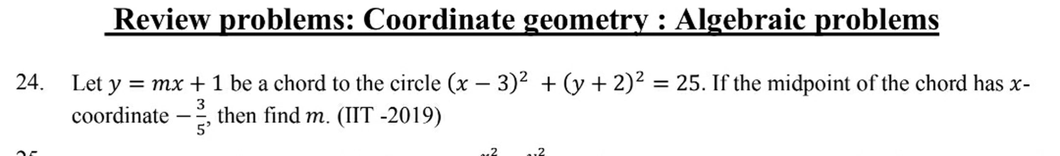 Review Problems Coordinate Geometry Algebraic Proble Math