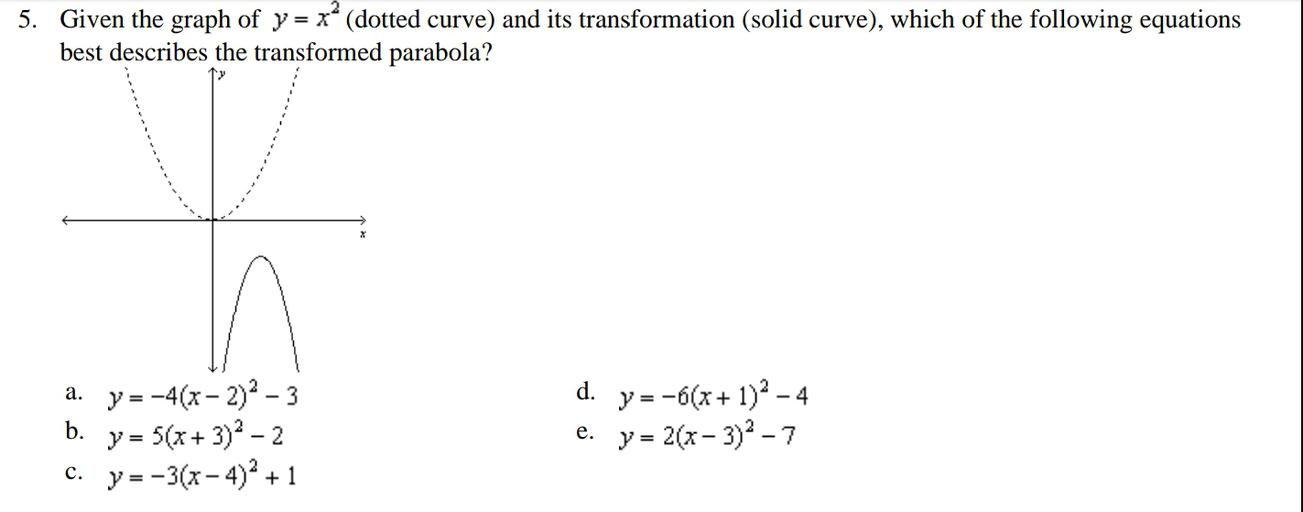 5 Given The Graph Of Y X Dotted Curve And Its Trans Math 5 Given The Graph Of Y X Dotted Curve And Its Trans Math