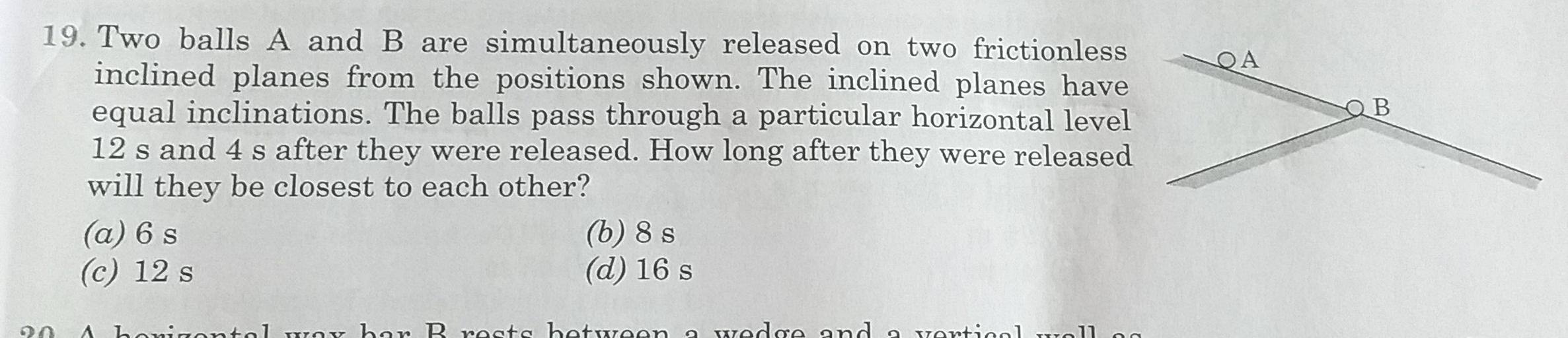 Two balls A and B are simultaneously released on two... Physics