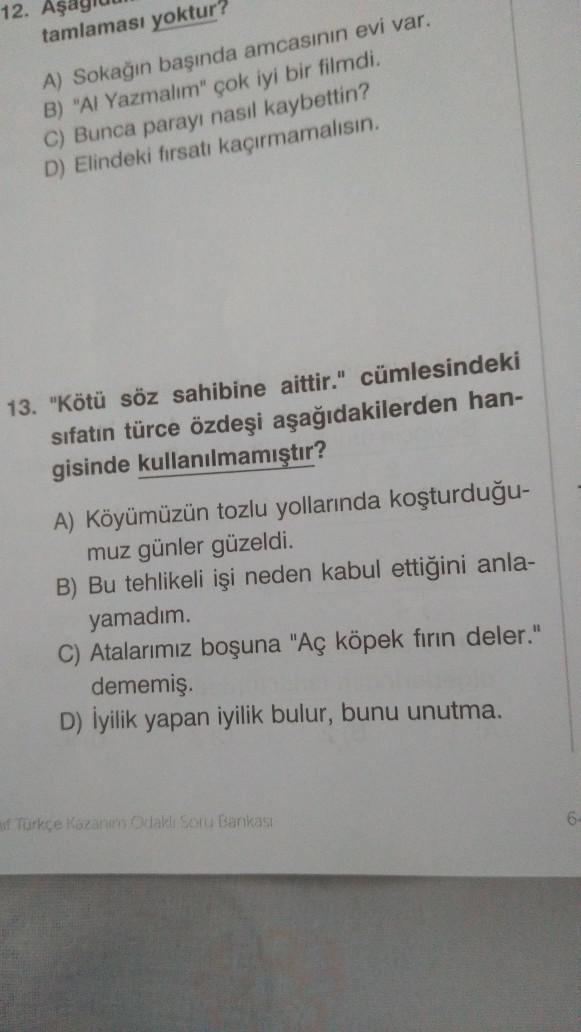 Sifatlar Ve Sifat Tamlamalari Sorulari Ortaokul Turkce Sayfa 1 Kunduz